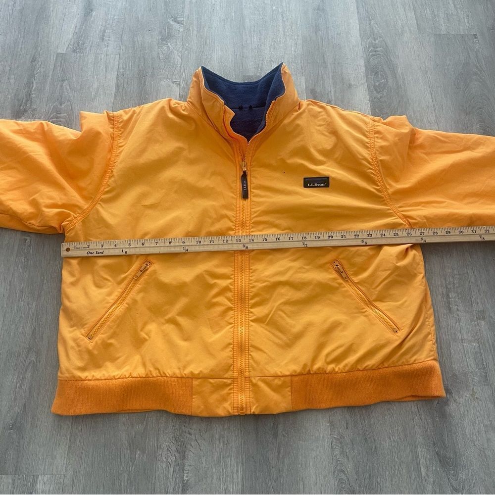 VINTAGE LL Bean Jacket Mens XL Orange Full ZIp Windbreaker Bomber Fleece Lined - Picture 6 of 7